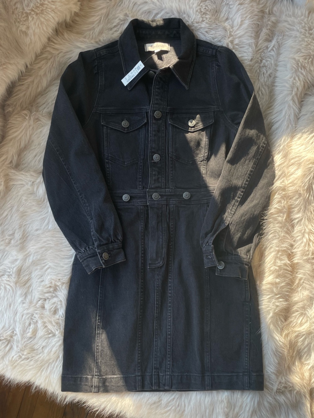 NWT Madewell Black Denim Mini Dress - Picture 4 of 6
